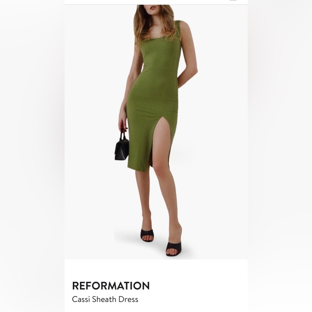 Reformation Cassi Sheath Dress in Olive Green
